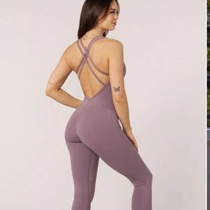 Purple Strappy Back Jumpsuit
